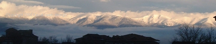Snow-capped Pirin mountains over the town of Bansko